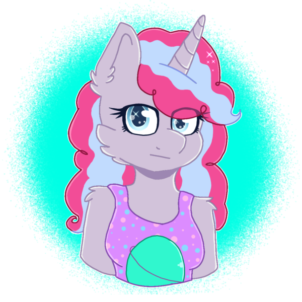 Size: 1000x1000 | Tagged: safe, artist:oliviatheangelfox, derpibooru import, oc, unofficial characters only, anthro, unicorn, bust, clothes, female, horn, image, png, simple background, solo, transparent background, unicorn oc