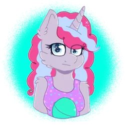 Size: 1000x1000 | Tagged: safe, artist:oliviatheangelfox, derpibooru import, oc, unofficial characters only, anthro, unicorn, bust, clothes, female, horn, image, png, simple background, solo, transparent background, unicorn oc