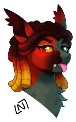 Size: 400x640 | Tagged: safe, artist:lastnight-light, derpibooru import, oc, oc:dissonance, bat pony, pony, bust, female, image, mare, png, portrait, simple background, solo, tongue out, transparent background