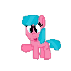 Size: 1024x1024 | Tagged: safe, artist:mario64, derpibooru import, aquamarine, earth pony, pony, aquabetes, cute, female, filly, image, open mouth, pixel art, png, raised leg, simple background, solo, transparent background