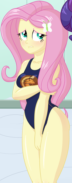 Size: 778x1971 | Tagged: suggestive, artist:rapps, derpibooru import, fluttershy, rarity, equestria girls, adorasexy, blushing, breasts, busty fluttershy, canterlot high competition swimsuit, clothes, competition swimsuit, covered crotch, covering crotch, cropped, cute, embarrassed, explicit source, female, high school swimsuit, image, legs together, locker, one-piece swimsuit, png, school swimsuit, sexy, shy, sideass, solo, solo female, swimsuit, wondercolts swimsuit