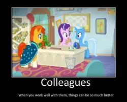 Size: 1072x860 | Tagged: safe, artist:thejboy88, derpibooru import, edit, edited screencap, screencap, phyllis, starlight glimmer, sunburst, trixie, pony, unicorn, a horse shoe-in, female, image, male, mare, motivational poster, png, scroll, stallion, starlight's office