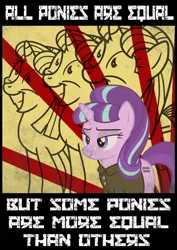 Size: 1024x1449 | Tagged: safe, artist:syrinxpriest2112, derpibooru import, starlight glimmer, pony, unicorn, the cutie map, animal farm, communism, dictatorship, female, image, jpeg, mare, propaganda, propaganda poster, s5 starlight, stalin glimmer