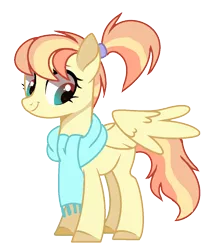 Size: 1009x1183 | Tagged: safe, artist:venomous-cookietwt, derpibooru import, oc, unofficial characters only, pegasus, pony, clothes, female, image, magical lesbian spawn, mare, offspring, parent:aunt holiday, parent:auntie lofty, png, scarf, simple background, solo, transparent background