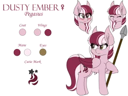 Size: 8000x6000 | Tagged: safe, artist:skylarpalette, derpibooru import, oc, oc:dusty ember, unofficial characters only, pegasus, pony, :p, blushing, female, fierce, image, mare, pegasus oc, png, reference sheet, simple background, solo, spear, standing, tongue out, transparent background, weapon, wings