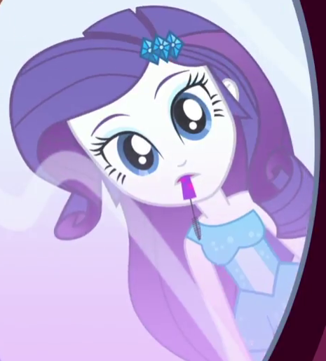 Size: 465x515 | Tagged: safe, derpibooru import, screencap, rarity, eqg summertime shorts, equestria girls, make up shake up, fall formal outfits, image, mouth hold, png, solo