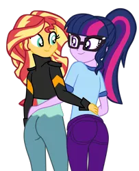 Size: 1412x1739 | Tagged: safe, artist:gmaplay, derpibooru import, sci-twi, sunset shimmer, twilight sparkle, human, equestria girls, ass, bunset shimmer, butt, duo, duo female, female, image, lesbian, pair, plot pair, png, sci-twibutt, scitwishimmer, shipping, simple background, stupid sexy sci-twi, stupid sexy sunset shimmer, stupid sexy twilight, sunsetsparkle, transparent background, twibutt, vector