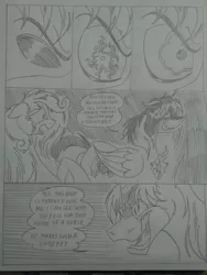 Size: 1944x2592 | Tagged: safe, artist:princebluemoon3, author:bigonionbean, derpibooru import, cosmos (character), oc, oc:king speedy hooves, oc:queen galaxia, alicorn, pony, comic:the chaos within us, alicorn oc, black and white, canterlot, canterlot castle, castle, comic, commissioner:bigonionbean, crying, dialogue, eyes closed, female, fusion, fusion:king speedy hooves, fusion:queen galaxia, gem, grayscale, horn, husband and wife, image, jewelry, jpeg, magic, male, mare, monochrome, possessed, possession, shocked, shocked expression, stallion, surprised, taken by surprise, tears of pain, traditional art, wings