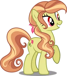 Size: 1920x2176 | Tagged: safe, artist:decprincess, derpibooru import, oc, oc:serena, earth pony, pony, cute, female, flower, flower in hair, image, mare, png, raised hoof, simple background, smiling, solo, transparent background, vector