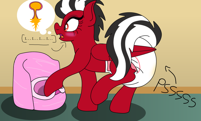 Size: 1280x771 | Tagged: questionable, artist:lynnthenerdkitty, derpibooru import, oc, oc:shatter misty cloud, ponified, pegasus, pony, accident, adult foal, bladder, blushing, crossover, diaper, diaper fetish, fetish, image, non-baby in diaper, open mouth, peeing in diaper, pissing, png, poofy diaper, potty, potty training, shatter (transformers), solo, training potty, transformers, urine, wet diaper, wetting