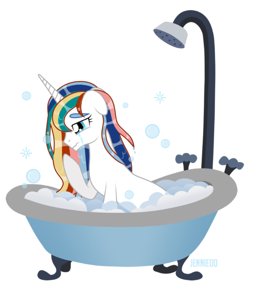 Size: 1048x1200 | Tagged: safe, artist:jennieoo, derpibooru import, oc, oc:amethyst, pony, unicorn, bath, crying, image, png, regret, sad, show accurate, shower, simple background, solo, tears of pain, transparent background, vector