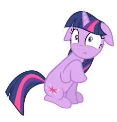Size: 860x893 | Tagged: safe, anonymous editor, artist:davidsfire, derpibooru import, edit, vector edit, twilight sparkle, pony, unicorn, the cutie map, female, floppy ears, horn, image, mare, png, raised hoof, scared, shut up twilight, simple background, sitting, solo, surprised, transparent background, unicorn twilight, vector, wingless, wingless edit