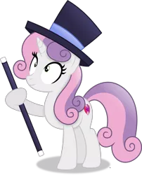 Size: 4574x5648 | Tagged: safe, artist:anime-equestria, derpibooru import, sweetie belle, pony, unicorn, cane, female, happy, hat, hoof hold, image, looking up, mare, older, older sweetie belle, png, simple background, smiling, solo, top hat, transparent background, vector