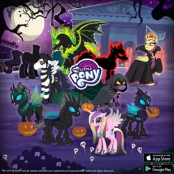 Size: 960x960 | Tagged: safe, derpibooru import, idw, long face, pony of shadows, princess cadance, queen trottingham, shadowmane, smudge (character), the headless horse (character), alicorn, changeling, earth pony, headless horse, pegasus, pony, antagonist, bulky changeling, evil cadance, female, gameloft, headless, idw showified, image, jpeg, male, mare, mirror universe, moon, my little pony logo, stallion