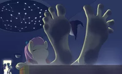 Size: 1775x1080 | Tagged: suggestive, alternate version, artist:nudeknightart, derpibooru import, aloe, fluttershy, lotus blossom, anthro, pegasus, plantigrade anthro, barefoot, big feet, digital art, dirt, dirty, dirty feet, feet, fetish, foot fetish, hot tub, image, png, relaxing, soles, steam, toes, wiggling toes