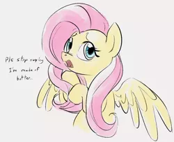 Size: 730x600 | Tagged: safe, artist:dotkwa, derpibooru import, fluttershy, pegasus, pony, cute, dialogue, female, flutterbutter, image, mare, png, shyabetes, simple background, solo, white background, wings