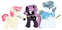 Size: 3077x1495 | Tagged: safe, artist:rose-moonlightowo, derpibooru import, oc, unofficial characters only, pegasus, pony, unicorn, armor, female, image, magical lesbian spawn, male, mare, offspring, parent:pinkie pie, parent:princess celestia, parent:princess luna, parent:rainbow dash, parents:dashlestia, parents:lunapie, parents:shiningdash, png, simple background, stallion, transparent background