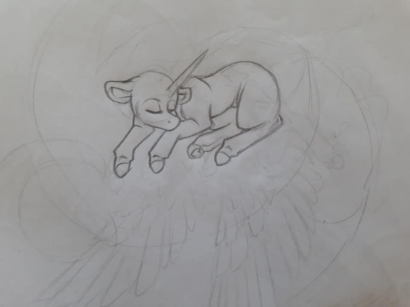 Size: 960x720 | Tagged: safe, artist:silentwolf-oficial, derpibooru import, oc, unofficial characters only, alicorn, pony, alicorn oc, eyes closed, grayscale, horn, image, jpeg, lineart, lying down, monochrome, prone, sleeping, solo, traditional art, wings