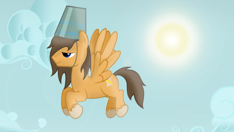 Size: 1280x720 | Tagged: safe, artist:ask-fleetfoot, derpibooru import, oc, oc:firenze, pegasus, pony, bucket, image, jpeg, male, solo, stallion, sun