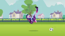 Size: 1280x720 | Tagged: safe, derpibooru import, screencap, twilight sparkle, equestria girls, equestria girls (movie), football, image, majestic as fuck, png, soccer ball (object), solo, sports