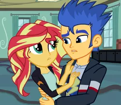 Size: 958x828 | Tagged: safe, artist:jadethepegasus, derpibooru import, flash sentry, sunset shimmer, equestria girls, female, flashimmer, image, jpeg, male, shipping, straight