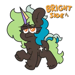 Size: 2000x2000 | Tagged: safe, artist:threetwotwo32232, derpibooru import, oc, oc:bright side, unofficial characters only, earth pony, pony, artificial horn, female, image, mare, png, simple background, solo, transparent background
