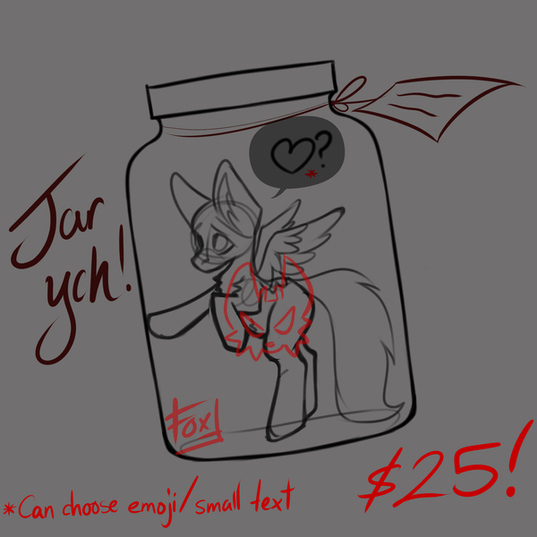 Size: 2000x2000 | Tagged: safe, artist:defiantfox, derpibooru import, pony, commission, furry, heart, image, implied cum jar, jar, lewd container meme, png, simple background, thing in a jar, ych sketch, your character here