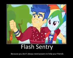 Size: 1074x860 | Tagged: safe, artist:thejboy88, derpibooru import, edit, edited screencap, screencap, flash sentry, rainbow dash, cheer you on, equestria girls, equestria girls series, spoiler:eqg series (season 2), duo, image, motivational poster, png, ponied up