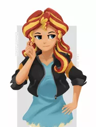 Size: 900x1200 | Tagged: safe, artist:qzygugu, derpibooru import, sunset shimmer, human, equestria girls, hand on hip, human coloration, humanized, image, png, solo