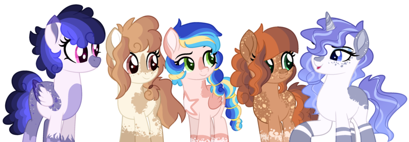 Size: 3752x1302 | Tagged: safe, artist:fcrestnymph, derpibooru import, oc, unofficial characters only, earth pony, pegasus, pony, unicorn, female, image, mare, png, simple background, transparent background