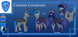 Size: 2500x1200 | Tagged: safe, artist:its-gloomy, derpibooru import, oc, oc:candor champion, bat pony, bat pony unicorn, hybrid, unicorn, armor, bat pony oc, bat wings, horn, image, night guard, night guard armor, png, reference sheet, wings