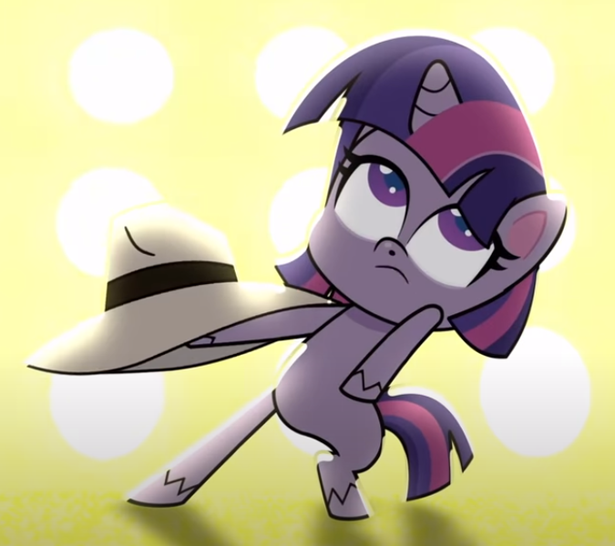 Size: 694x617 | Tagged: safe, derpibooru import, screencap, twilight sparkle, twilight sparkle (alicorn), alicorn, pony, my little pony: pony life, bipedal, cropped, dancing, female, hat, image, png, solo, sportacular spectacular musical musak-ular, we shine brighter together