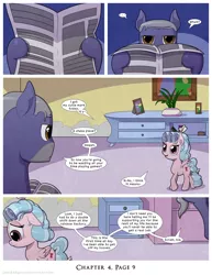 Size: 1200x1552 | Tagged: safe, artist:deusexequus, derpibooru import, cozy glow, oc, pegasus, pony, comic:fix, abuse, comic, cozybuse, father and child, father and daughter, female, freckles, image, male, newspaper, pegasus oc, png, reading, sad, speech bubble, wings