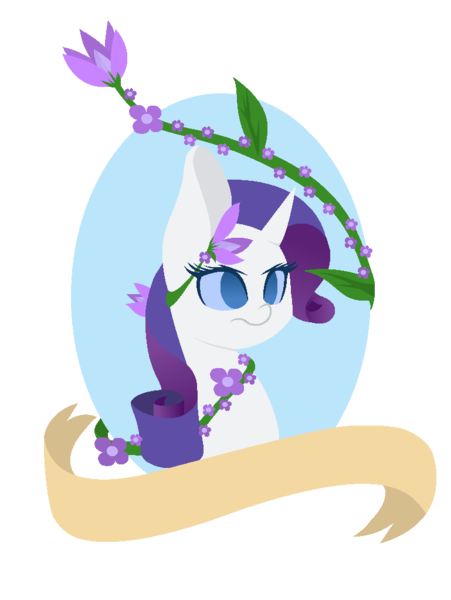 Size: 769x1022 | Tagged: safe, artist:ask-rebellious-cadence, derpibooru import, edit, editor:crossovercartoons, rarity, pony, unicorn, banner, circle, cute, flower, frown, glare, image, png, sign, simple background, solo, transparent, transparent background, vine