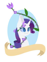 Size: 769x1022 | Tagged: safe, artist:ask-rebellious-cadence, derpibooru import, edit, editor:crossovercartoons, rarity, pony, unicorn, banner, circle, cute, flower, frown, glare, image, png, sign, simple background, solo, transparent, transparent background, vine