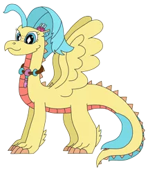 Size: 2485x2900 | Tagged: safe, artist:supahdonarudo, derpibooru import, princess skystar, dragon, my little pony: the movie, cute, dragoness, dragonified, female, flower, image, jewelry, necklace, png, simple background, skyabetes, species swap, transparent background