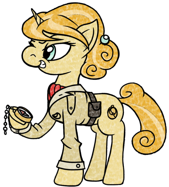 Size: 788x874 | Tagged: safe, artist:underwoodart, derpibooru import, oc, oc:summer twinkle, unofficial characters only, pony, unicorn, derpibooru community collaboration, 2021 community collab, belt, clothes, compass, cravat, derpibooru exclusive, explorer, explorer outfit, female, grin, hairpin, image, mare, one eye closed, png, raised hoof, shirt, simple background, smiling, transparent background, wink