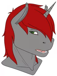 Size: 958x1280 | Tagged: safe, artist:imreer, derpibooru import, oc, oc:gin, unofficial characters only, anthro, unicorn, horn, image, jpeg, male, open mouth, simple background, solo, unicorn oc, white background