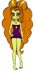 Size: 599x1203 | Tagged: artist needed, source needed, suggestive, derpibooru import, adagio dazzle, equestria girls, big hair, breasts, clothes, delicious flat chest, female, flatdagio dazzle, image, miniskirt, png, simple background, skirt, solo, sweater dress, transparent background