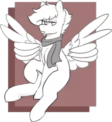 Size: 1098x1199 | Tagged: safe, artist:liefsong, derpibooru import, oc, oc:lightning blitz, pegasus, pony, :p, clothes, image, male, monochrome, png, scarf, simple background, solo, stallion, tongue out, wing hands, wings