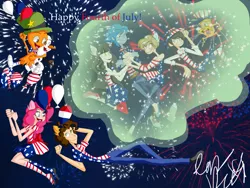 Size: 1600x1200 | Tagged: safe, artist:2-lettdodd, derpibooru import, cheese sandwich, pinkie pie, human, balloon, billy joe cobra, crossover, fireworks, floating, frozen (movie), image, independence day, jpeg, olaf, the lorax, then watch her balloons lift her up to the sky, the once-ler, wander over yonder, wander (wander over yonder)