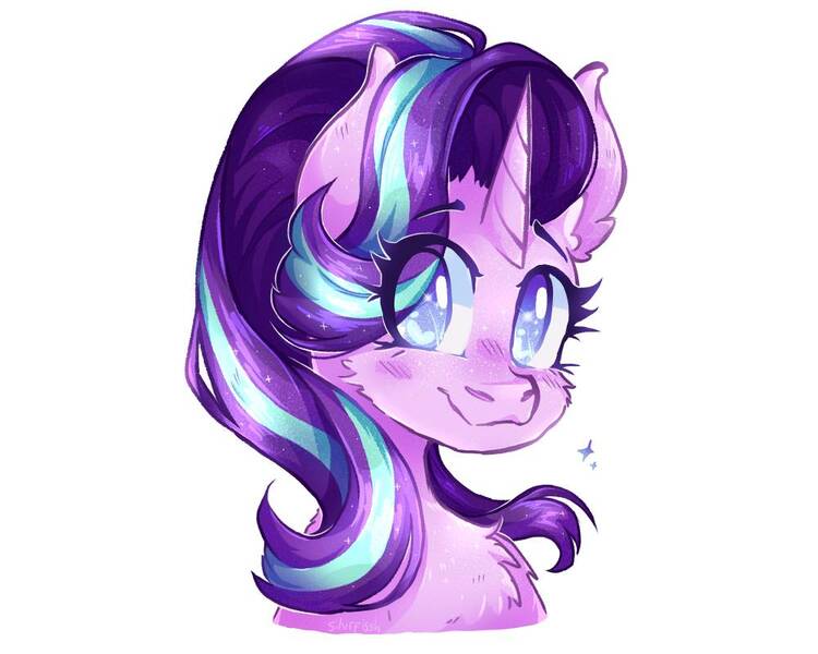 Size: 1000x800 | Tagged: safe, artist:silversweety, artist:silvrfissh, derpibooru import, starlight glimmer, pony, unicorn, bust, cheek fluff, chest fluff, cute, ear fluff, female, glimmerbetes, heart eyes, image, jpeg, looking at you, mre, no pupils, portrait, simple background, solo, white background, wingding eyes