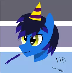 Size: 2471x2524 | Tagged: safe, artist:samsailz, derpibooru import, oc, pony, birthday, bust, derp, hat, image, lineless, party hat, party horn, png, portrait