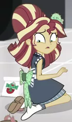 Size: 399x675 | Tagged: safe, derpibooru import, edit, edited screencap, editor:applejackfan204, screencap, sunset shimmer, eqg summertime shorts, equestria girls, good vibes, cropped, image, png, solo, sunset sushi