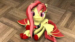 Size: 1280x720 | Tagged: safe, artist:batponyecho, derpibooru import, oc, oc:ruby blossom, oc:ruby splash, unofficial characters only, bat pony, pony, 3d, bat pony oc, bat wings, behaving like a cat, collar, female, hooves, image, looking at you, mare, meme, png, polite cat, sitting, solo, source filmmaker, spread wings, wings