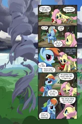 Size: 714x1080 | Tagged: safe, artist:tswt, derpibooru import, fluttershy, rainbow dash, bird, pegasus, pony, squirrel, comic:friendship update, comic, female, image, jpeg, tornado