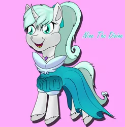 Size: 1328x1348 | Tagged: safe, artist:nine the divine, derpibooru import, oc, oc:nine the divine, pony, unicorn, clothes, crossdressing, dress, image, jpeg, male, solo, stallion