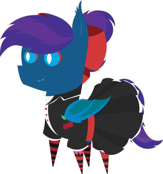 Size: 5699x6073 | Tagged: safe, artist:tikibat, derpibooru import, oc, oc:stardust, oc:stardust(cosmiceclipse), unofficial characters only, bat pony, pony, bat pony oc, bat wings, bow, clothes, crossdressing, derpibooru exclusive, diner uniform, dress, ear fluff, eyeshadow, fangs, femboy, hair bow, image, makeup, male, membranous wings, png, simple background, skirt, slit eyes, slit pupils, socks, solo, stallion, striped socks, transparent background, waitress, wings