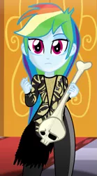 Size: 557x1005 | Tagged: safe, artist:grapefruitface1, derpibooru import, rainbow dash, equestria girls, base used, clothes, eyeshadow, gothic, guitar, image, looking at you, makeup, musical instrument, png, queen (band), robe, skull