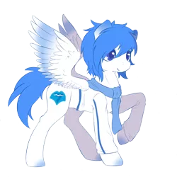 Size: 1200x1200 | Tagged: artist needed, safe, derpibooru import, editor:theponyalex, oc, unofficial characters only, pegasus, pony, derpibooru community collaboration, 2021 community collab, clothes, female, image, mare, png, scarf, simple background, smiling, solo, transparent background, uniform